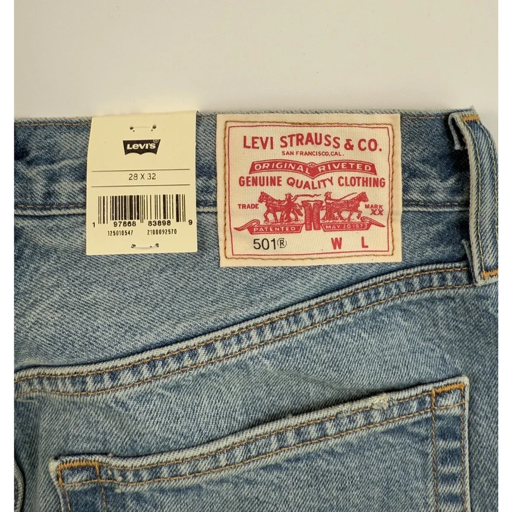 Levi's Premium Women 501 Original Fit Mid Rise Straight Leg Jeans 28x32 Blue NWT - Picture 13 of 16